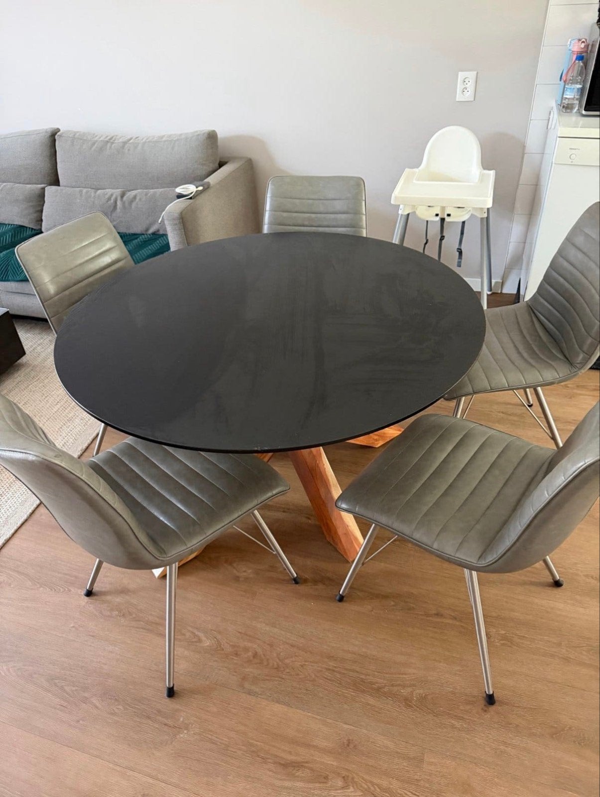Eettafel (120cm) met 6 stoelen, Huis en Inrichting, Tafels | Eettafels, Ophalen, Gebruikt, 100 tot 150 cm, Rond