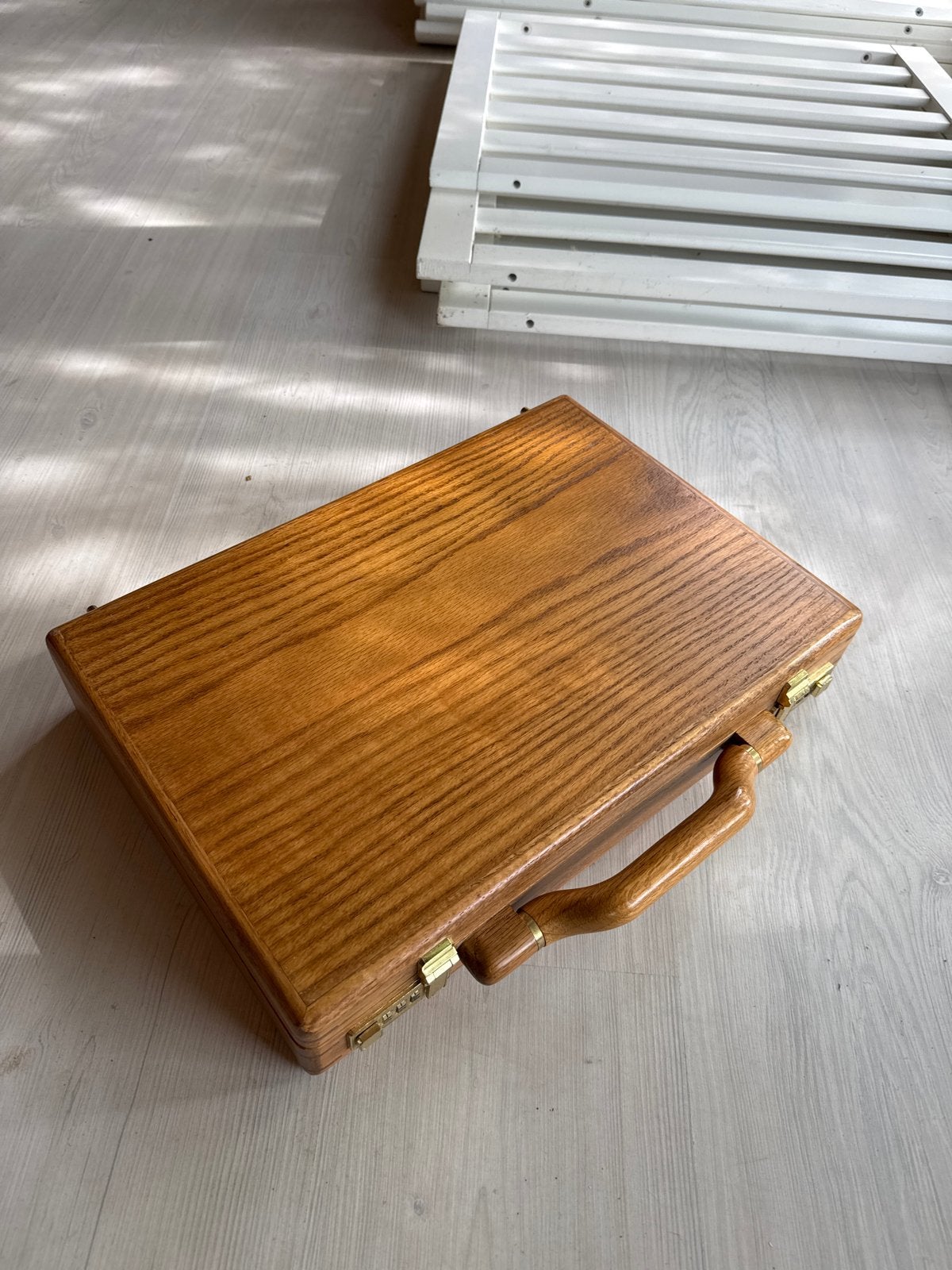 Vintage houten aktetas met cijferslot, Antiek en Kunst, Ophalen