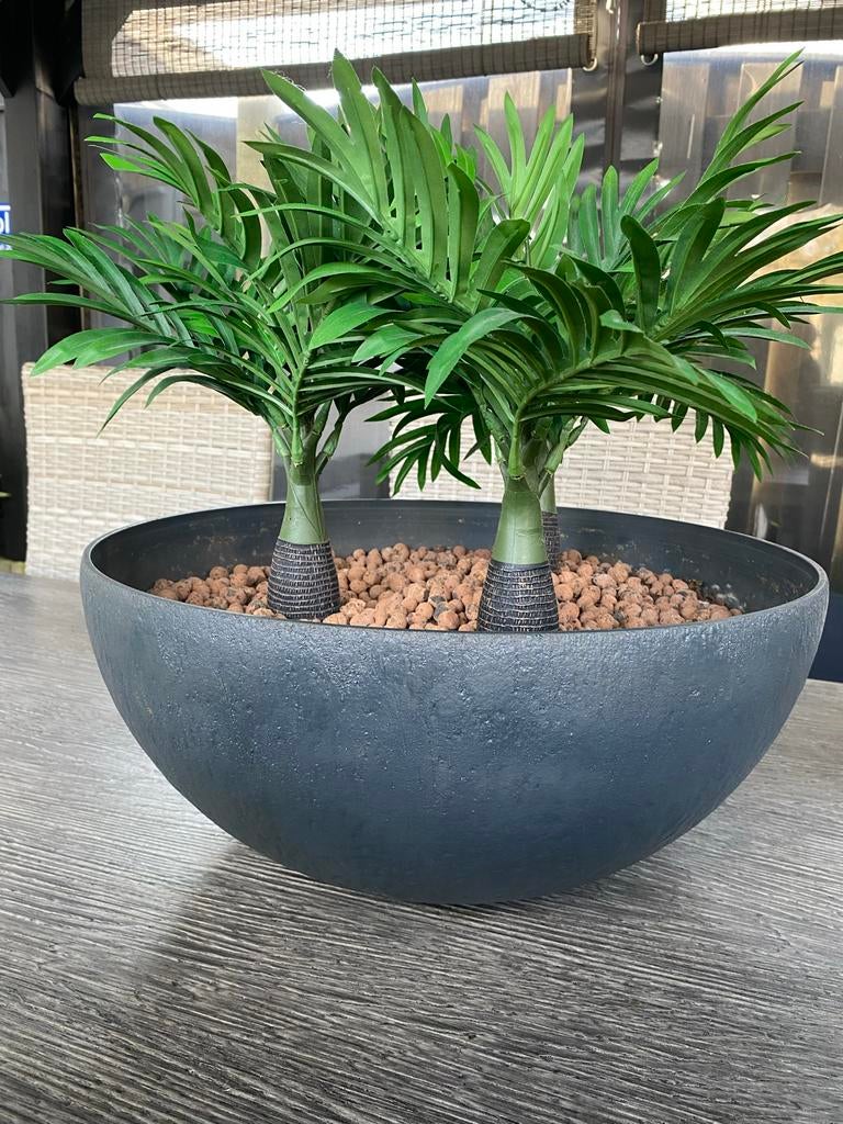 Mooie plantenbak met kunst mini palmboompjes, Ophalen, Kunststof, Gebruikt, Minder dan 30 cm