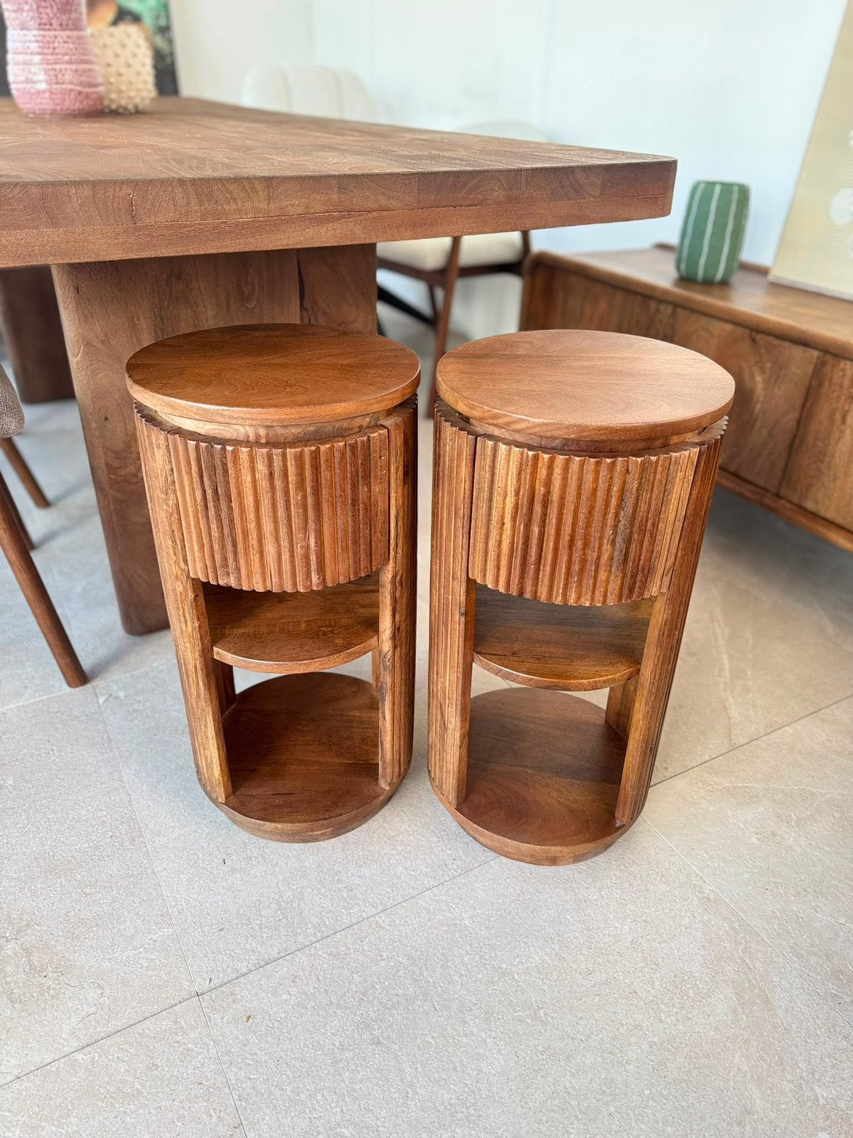 Magazijn leegverkoop set nachtkastjes Japandi mangohout sale, Nieuw, Ophalen of Verzenden, Info@wkhome.nl, Japandi