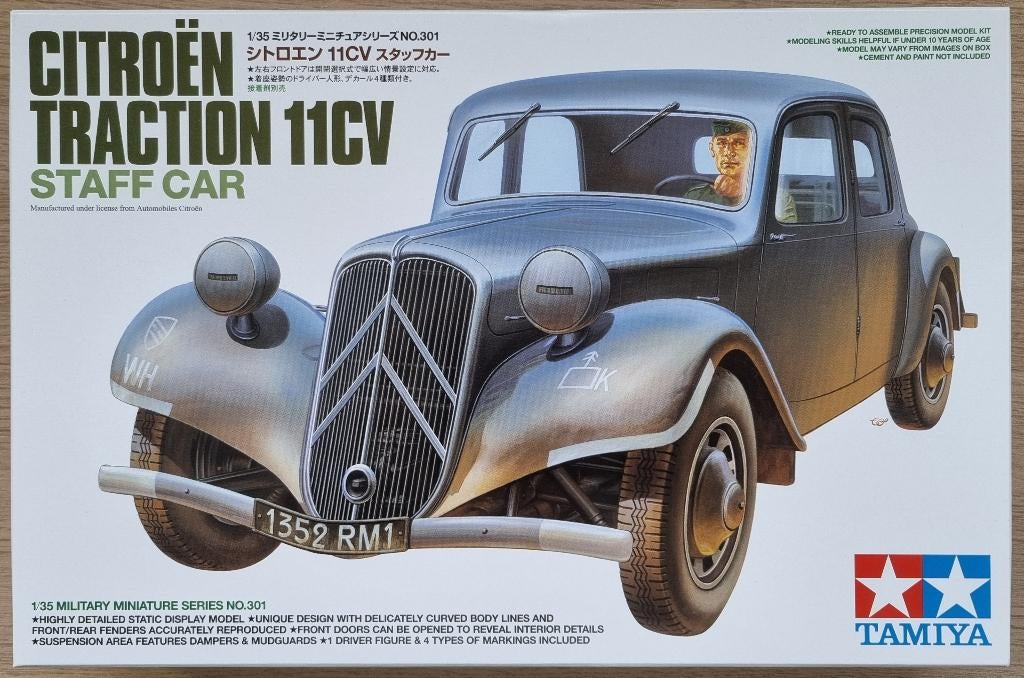 Tamiya #35301 1:35 WWII Citroën Traction 11CV Staff Car, Hobby en Vrije tijd, Modelbouw | Auto's en Voertuigen, Auto, 1:32 tot 1:50