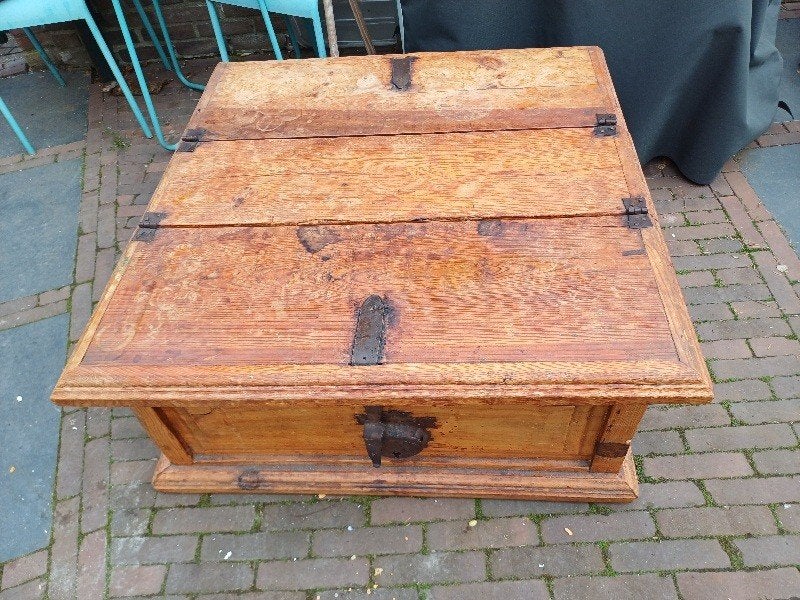 Houten tafel/kist van 90x90 cm, Ophalen, Gebruikt, 50 tot 100 cm, 75 tot 100 cm