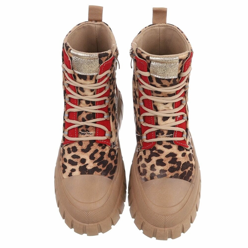 Dames veterboots laarzen panterprint rood 36 37 38 39 40 41, Info@lunamex.com, Lage of Enkellaarzen, Nieuw, Lunamex Trading
