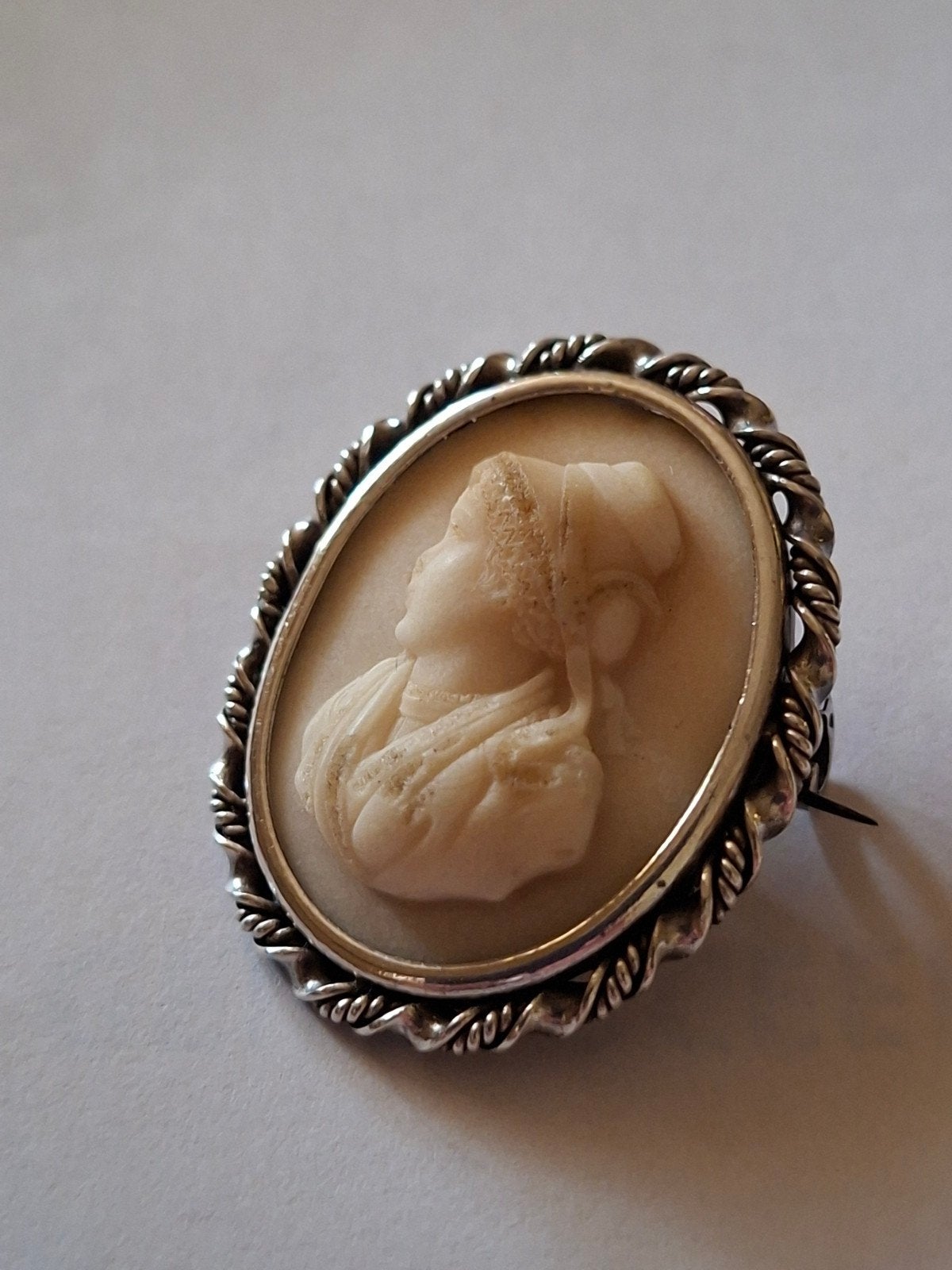 Zilveren rand camee 1900, Verzenden, Gebruikt, Zilver, Zilver
