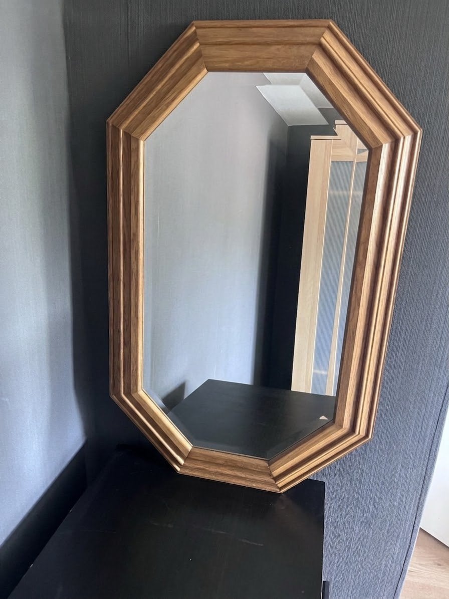 Mooie grote warme vintage wandspiegel facetgeslepen, Huis en Inrichting, Minder dan 50 cm, Ophalen of Verzenden, Zo goed als nieuw