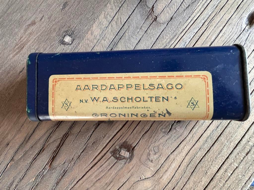 W A Scholten Groningen aardappelsago, Verzamelen, Blikken, Ophalen of Verzenden, Zo goed als nieuw, Overige