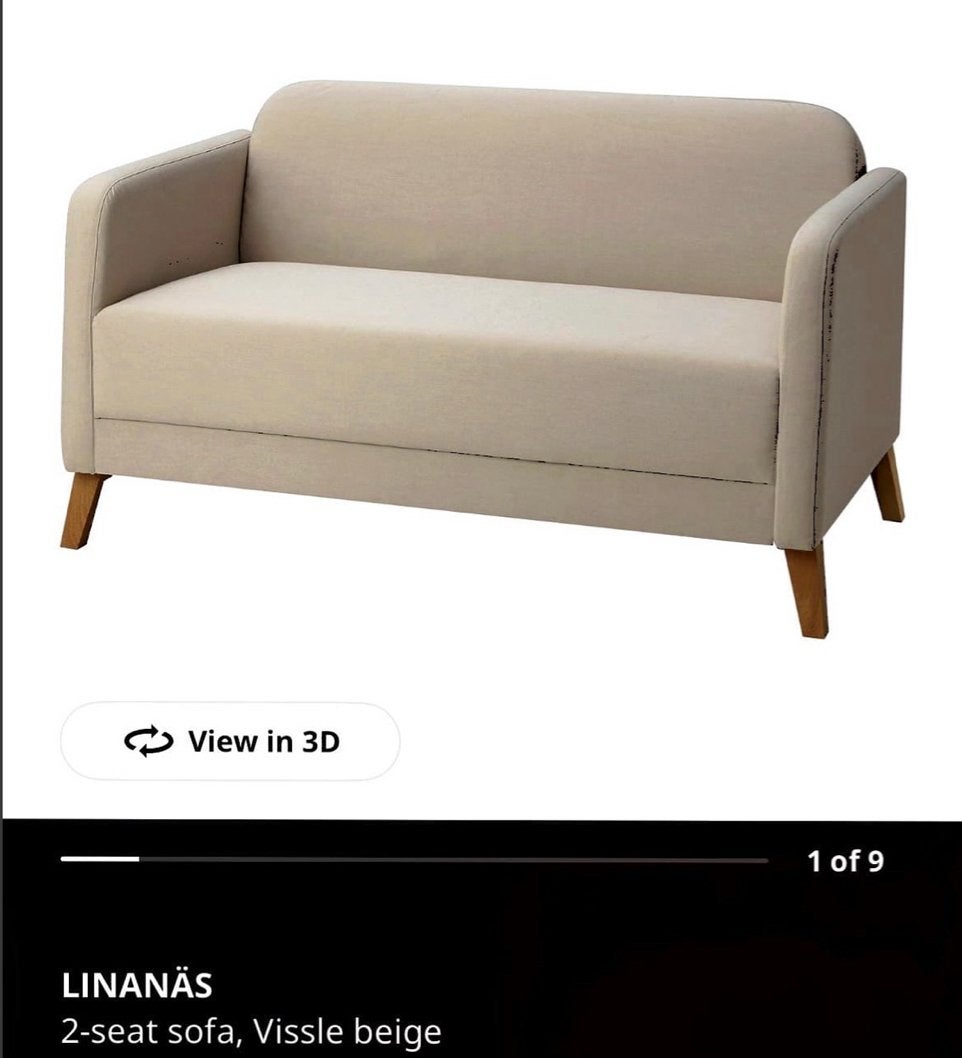 LINANÄS 2-zitsbank, Vissle beige, Ophalen, 150 tot 200 cm, Tweepersoons, 75 tot 100 cm