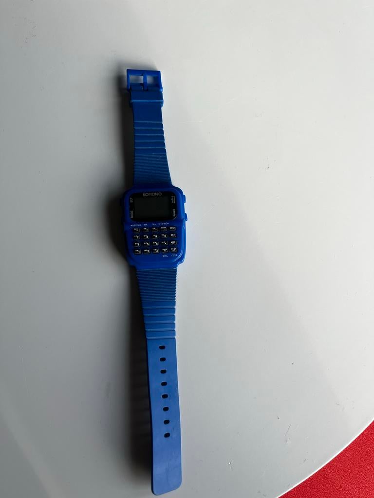 Komono Horloge - Blauw Digitaal Rekenmachine Horloge, Overige merken, Kunststof, Gebruikt, Polshorloge