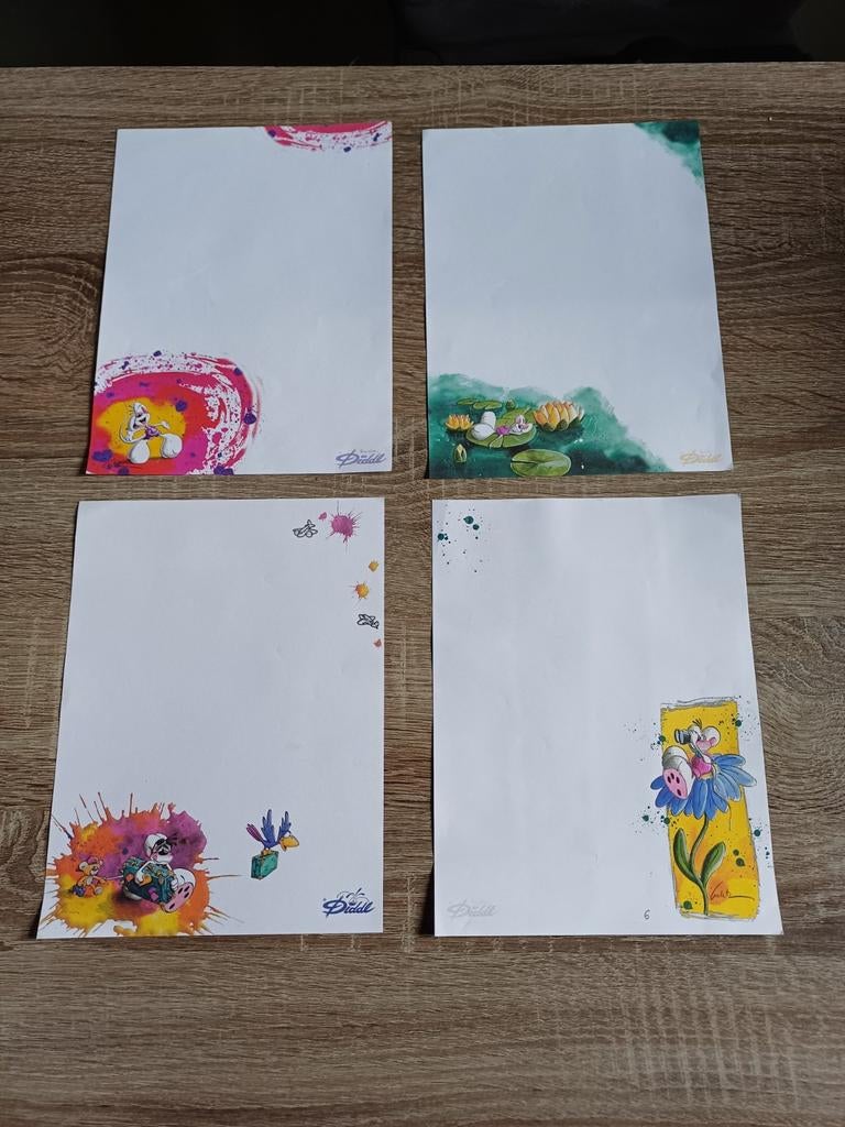 4x A5 wit diddl briefpapier ZONDER envelop, Ophalen of Verzenden, Zo goed als nieuw, Papier, Kaart of Schrift