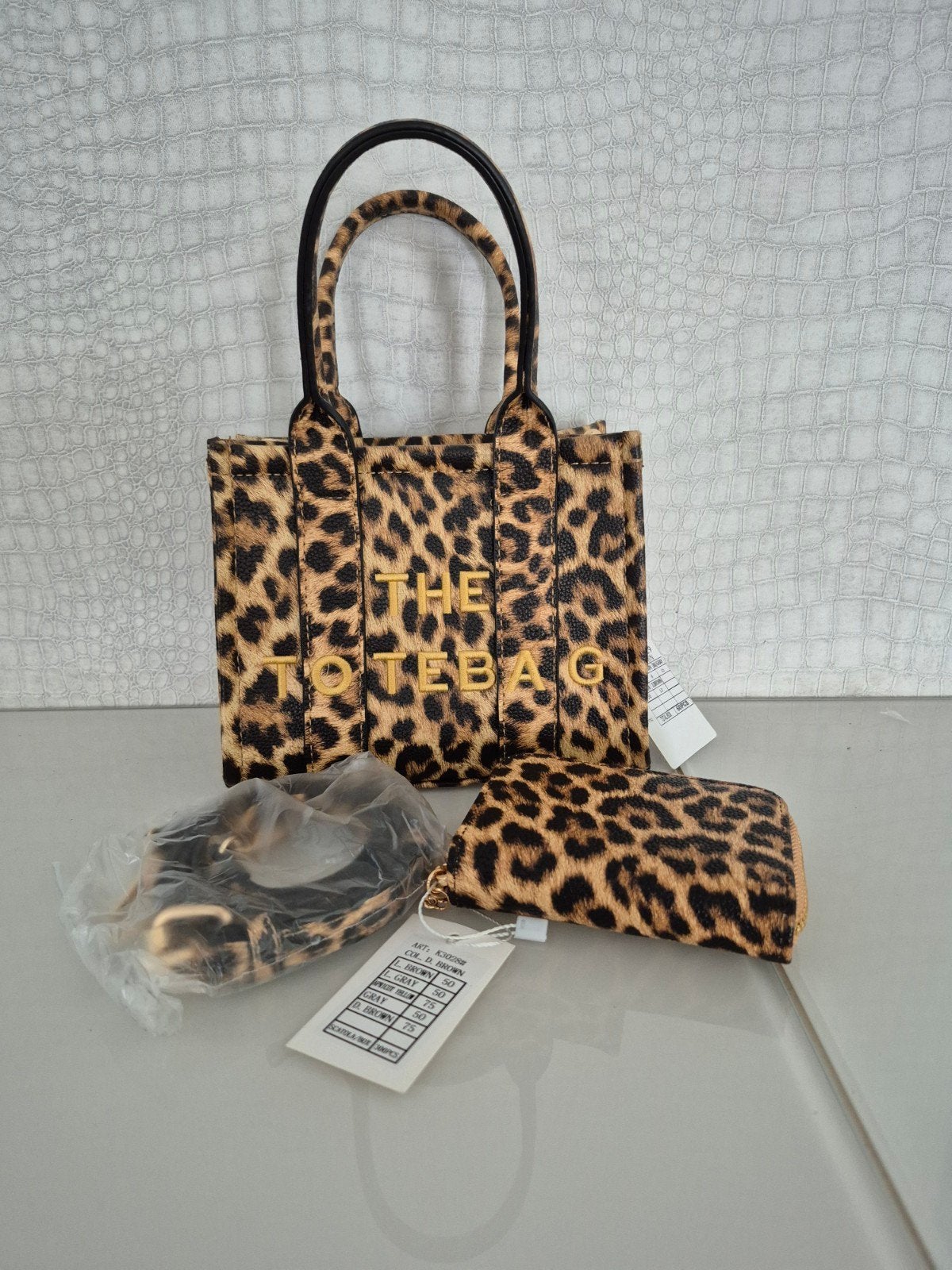 Nieuwe Mini Tote Bag Panterprint met Portemonnee, Ophalen of Verzenden, Nieuw, Bruin, Handtas