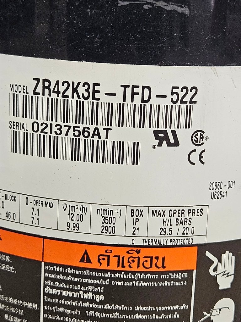 Copeland compressor 400V 3-fase ZR42K3E-TFD-522 12,3kW NIEUW, Ophalen, Koelen en Ontvochtigen, Nieuw, 3 snelheden of meer