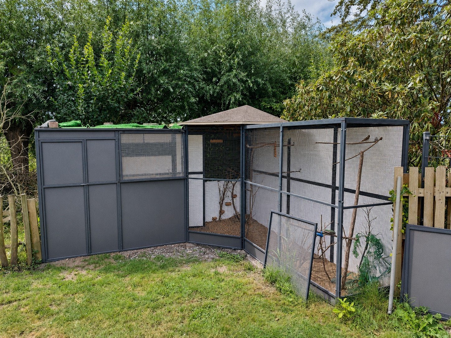 vogel vogelvolière aluminium met trespa wanddelen., Ophalen, Gebruikt, Volière