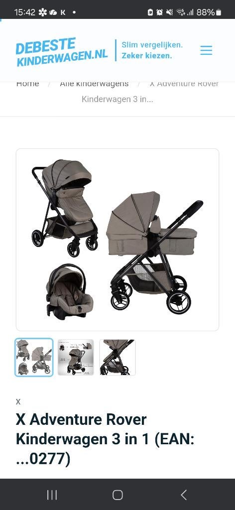X Adventure 3 In 1 Kinderwagen Rover zwart, Kinderen en Baby's, Kinderwagens en Combinaties, Gebruikt, Met autostoeltje, Combiwagen