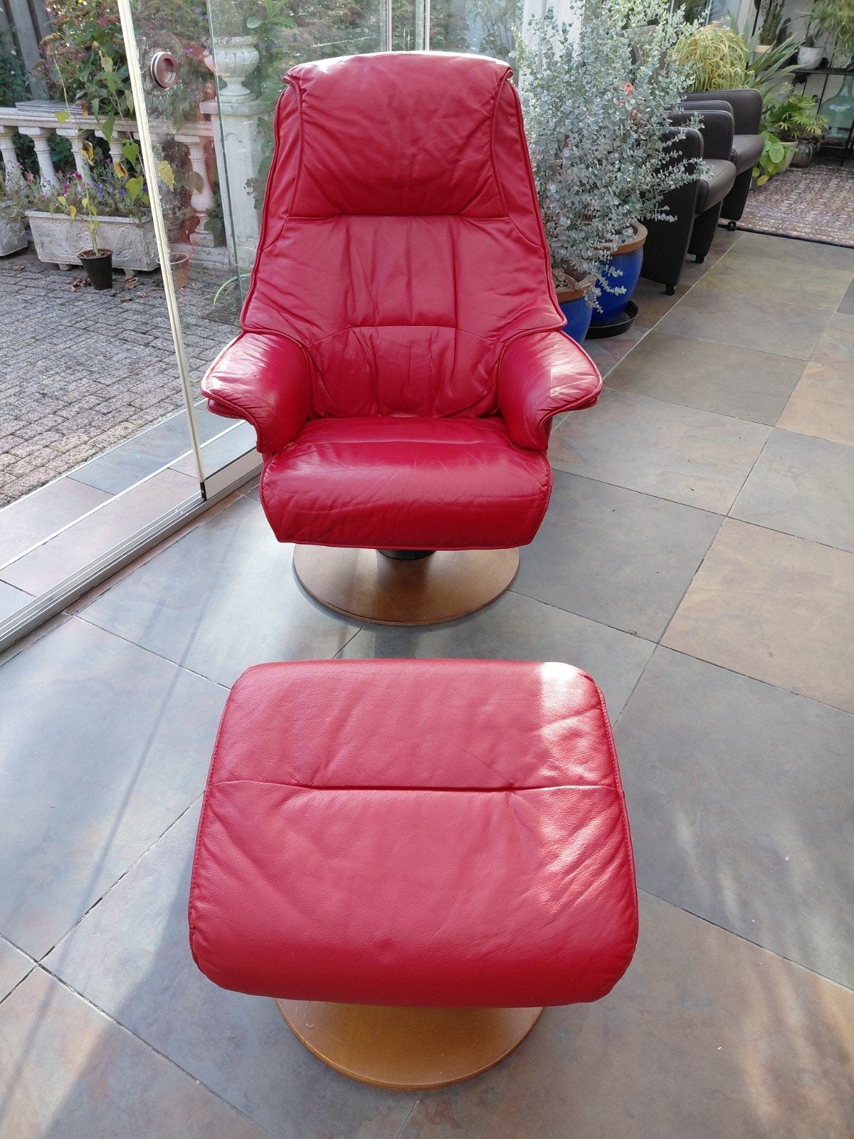 te koop rode lederen stoel, Ophalen, Gebruikt, Minder dan 75 cm, Leer