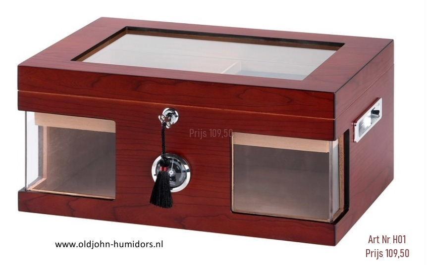 HUMIDOR DOORZICHT GLAS - TRANSPARANT LUXE TOPSEGMENT hdmb, Verzenden, Nieuw, Tabaksdoos of Verpakking