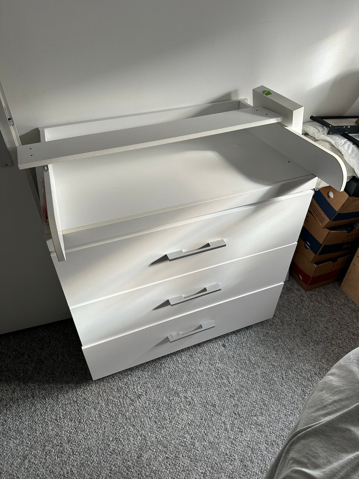 Witte commode met 3 lades, Ophalen, 50 tot 70 cm, Zo goed als nieuw, 75 tot 100 cm