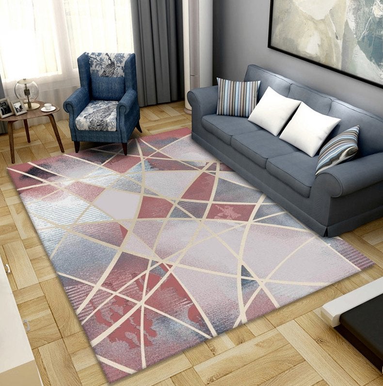 Rood Roze Geometrisch Vloerkleed / Kleed Tapijt Mat, Verzenden, Rechthoekig, Rood, Nieuw