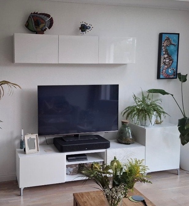 IKEA Besta TV meubel met hoogglans bovenkastjes, Ophalen, Overige materialen, Modern, Strak, 100 tot 150 cm