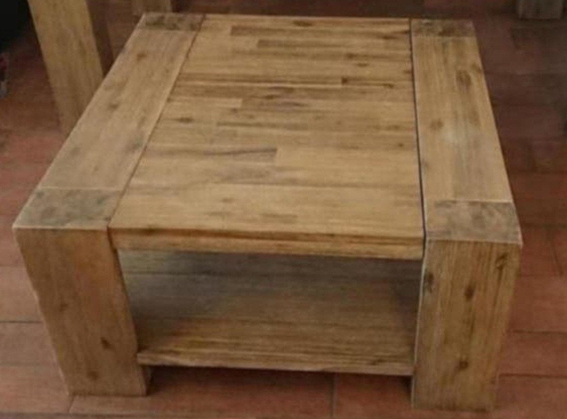 Teakhouten  salontafel, Ophalen, Vierkant, 50 tot 100 cm, 50 tot 100 cm