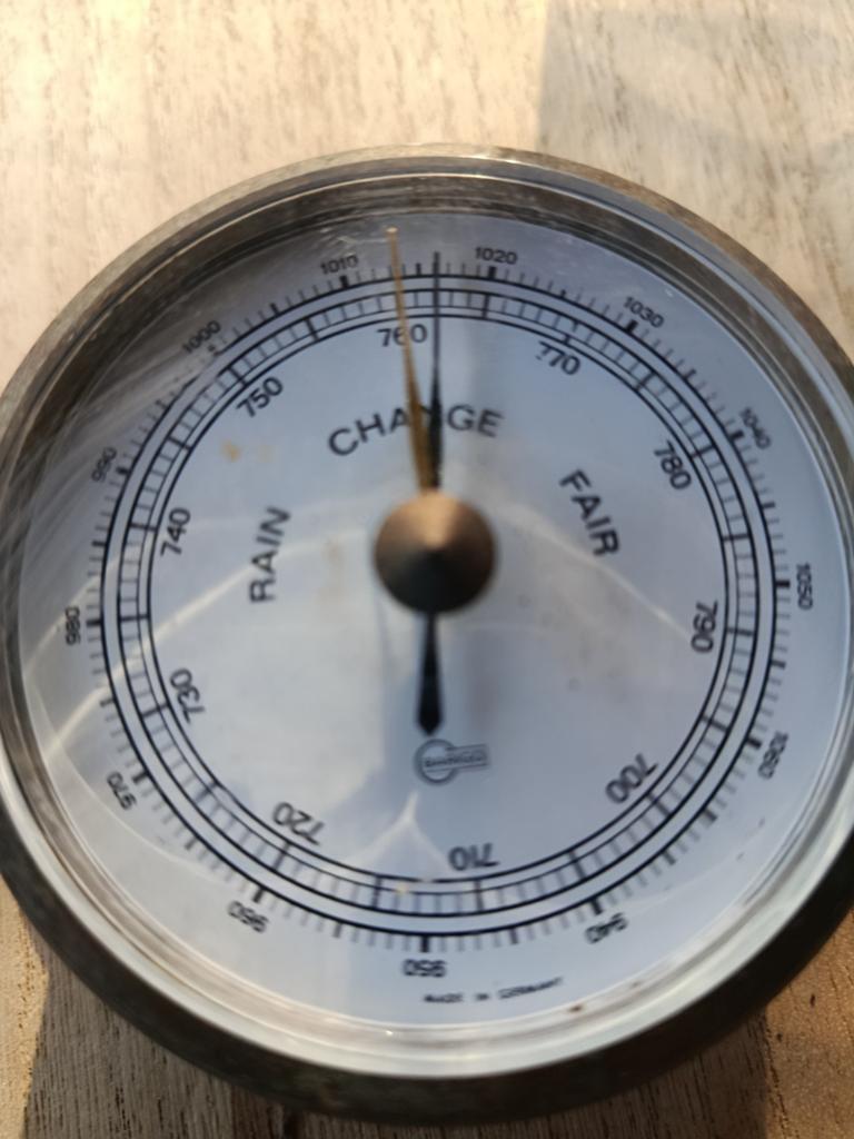 Mooi messing scheepsbarometer uit de jaren '80, Ophalen of Verzenden, Gebruikt, Barometer