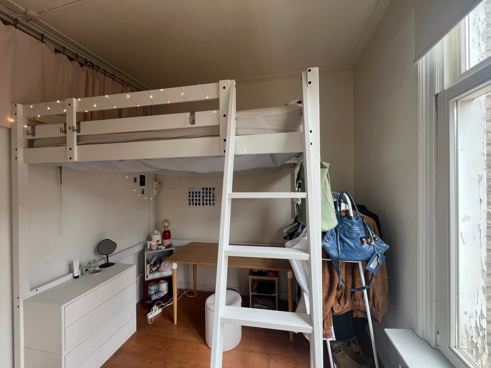 IKEA Stora Hoogslaper Wit 140x200 cm, Huis en Inrichting, Slaapkamer | Stapelbedden en Hoogslapers, Ophalen, Gebruikt, Hoogslaper
