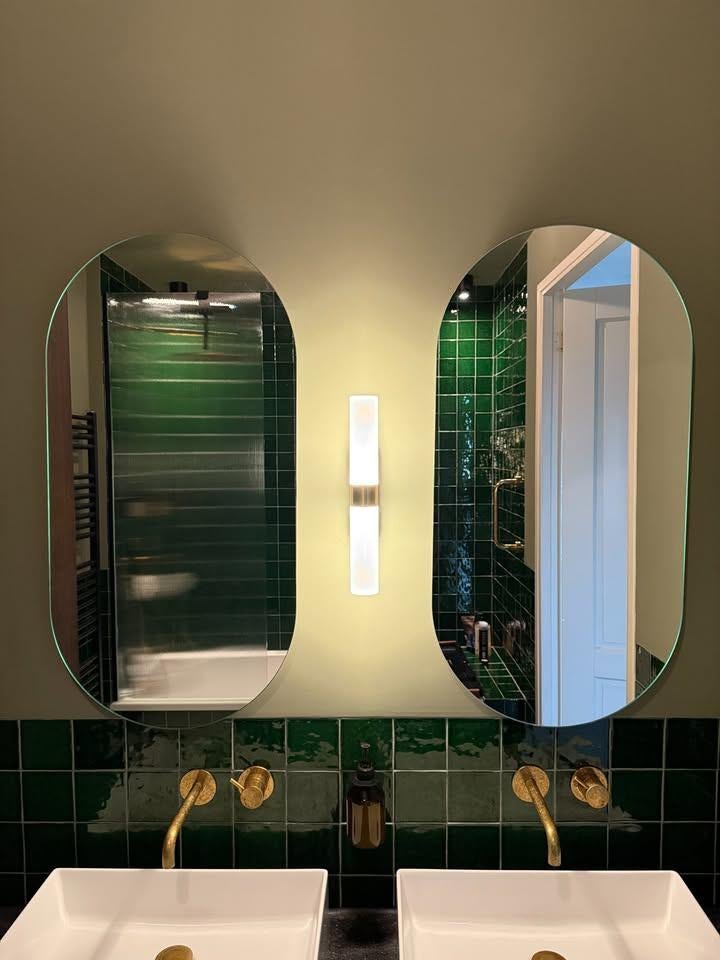 2 Prachtige badkamer spiegels van Dutch Mirror Factory, Ophalen, Minder dan 50 cm, Zo goed als nieuw, Minder dan 100 cm