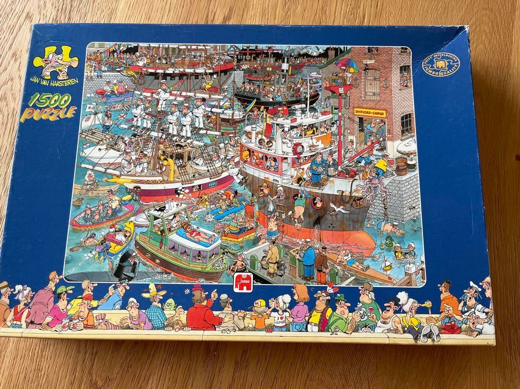 Jan van Haasteren puzzel 1500 stukjes - De Haven, Ophalen of Verzenden, 500 t/m 1500 stukjes, Gebruikt, Legpuzzel