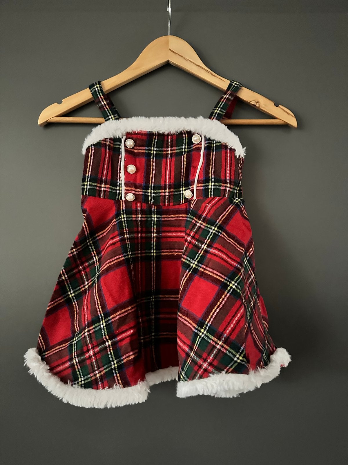 Kerstjurkje geruit - Maat 92 (18-24 maanden), Kinderen en Baby's, Ophalen of Verzenden, Gebruikt, Meisje, Jurk of Rok