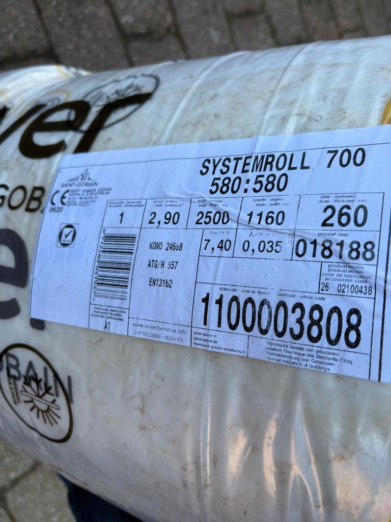 Isover Systemroll 700 Glaswol Isolatie 260mm dik, Ophalen, 12 cm of meer, Nieuw, Minder dan 5 m²