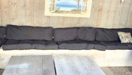 tuinbank kussens , pallet kussens, Ophalen of Verzenden, Gebruikt, Overige materialen, Lounge, Tuin, Rustiek