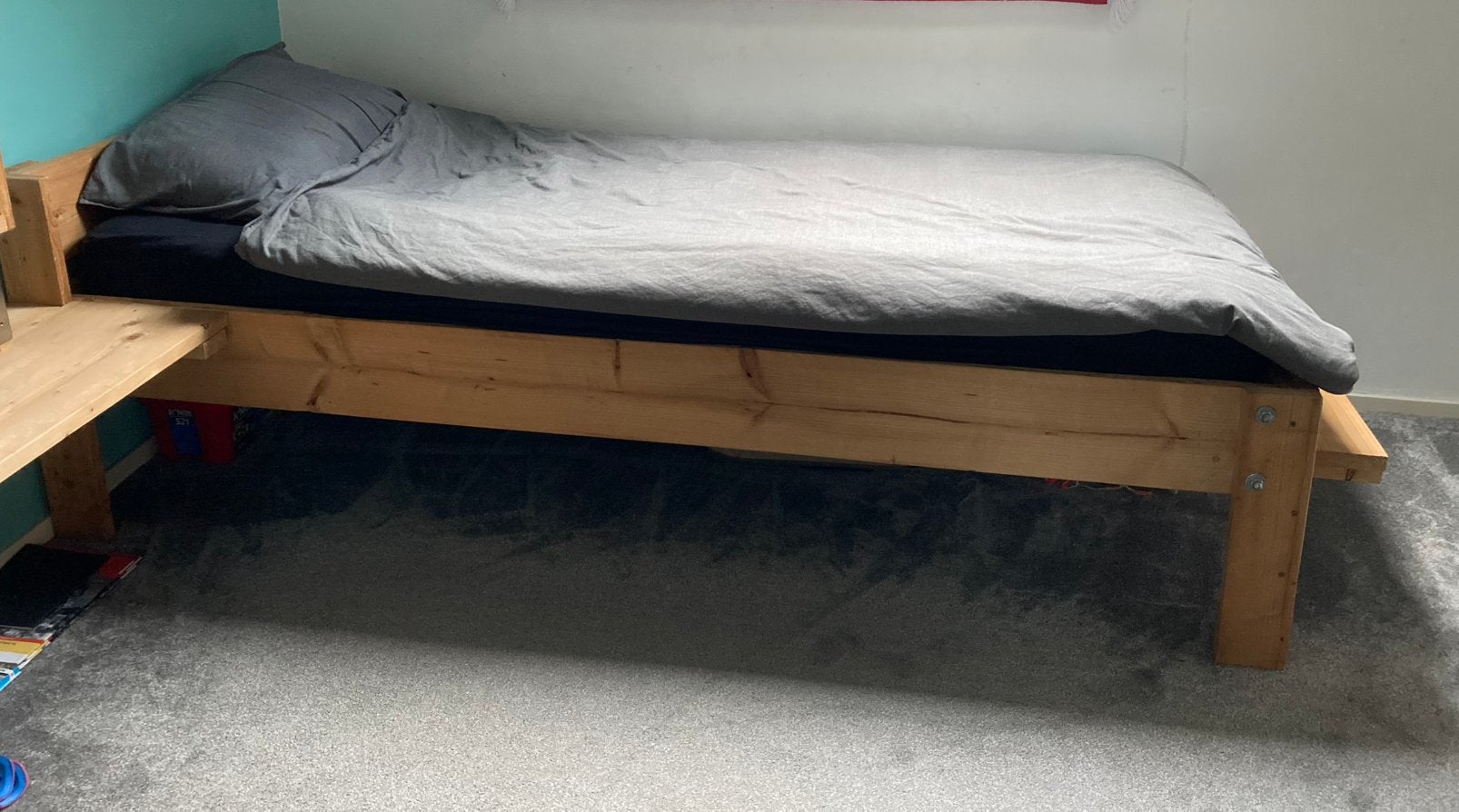 Steigerhouten 1 persoonsbed, Ophalen, 90 cm, Eenpersoons, Steigerhout