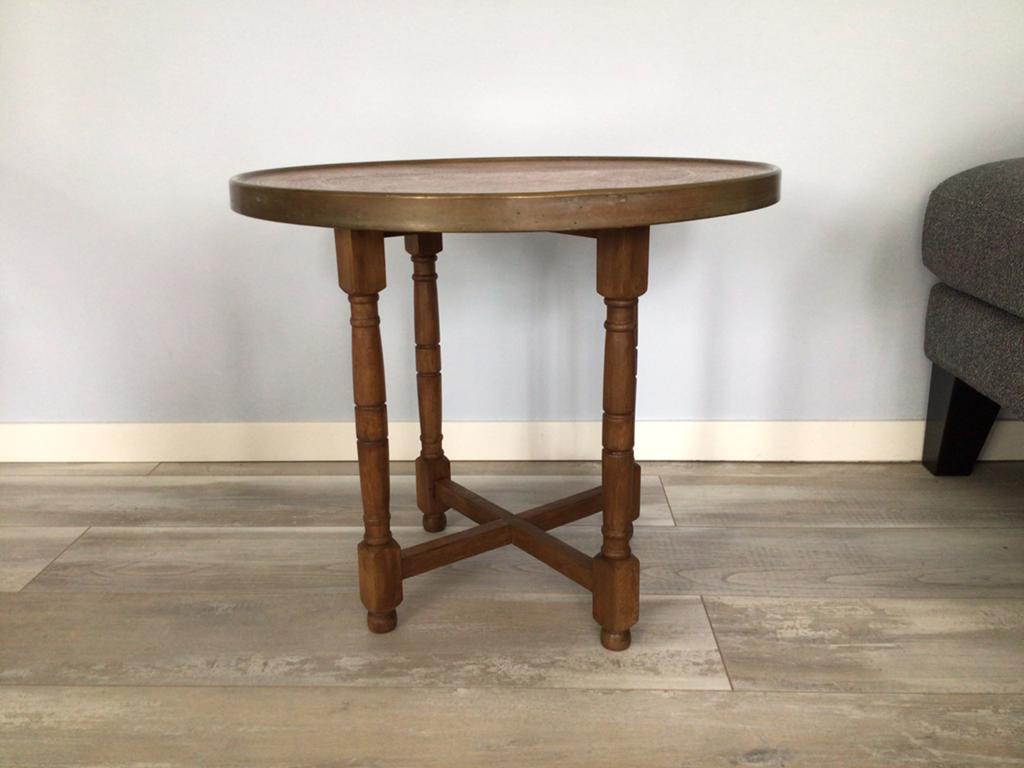 Salontafel rond met eiken onderstel, Ophalen