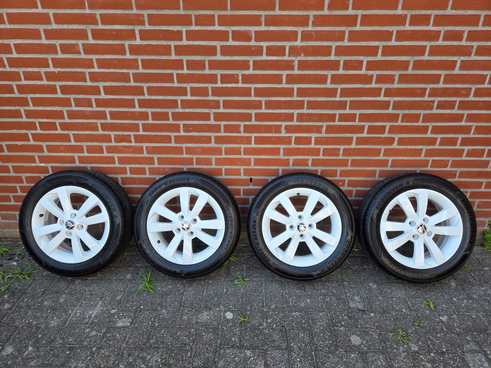 Skoda Citigo 15' Lichtmetalen wielen + Zomerbanden!, Auto-onderdelen, Banden en Velgen, Ophalen, Gebruikt, 15 inch, Banden en Velgen