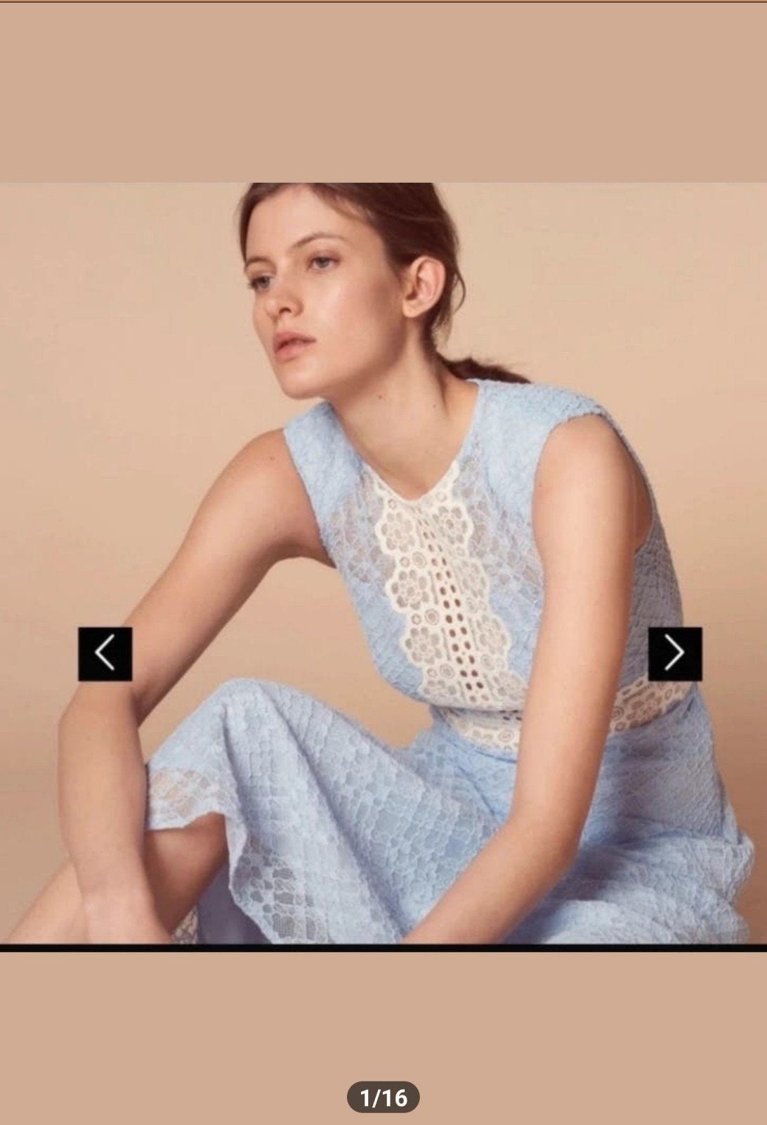 Sandro Paris Kanten Jurk - M, Kleding | Dames, Jurken, Zo goed als nieuw, Maat 38/40 (M), Blauw, Onder de knie, Ophalen of Verzenden