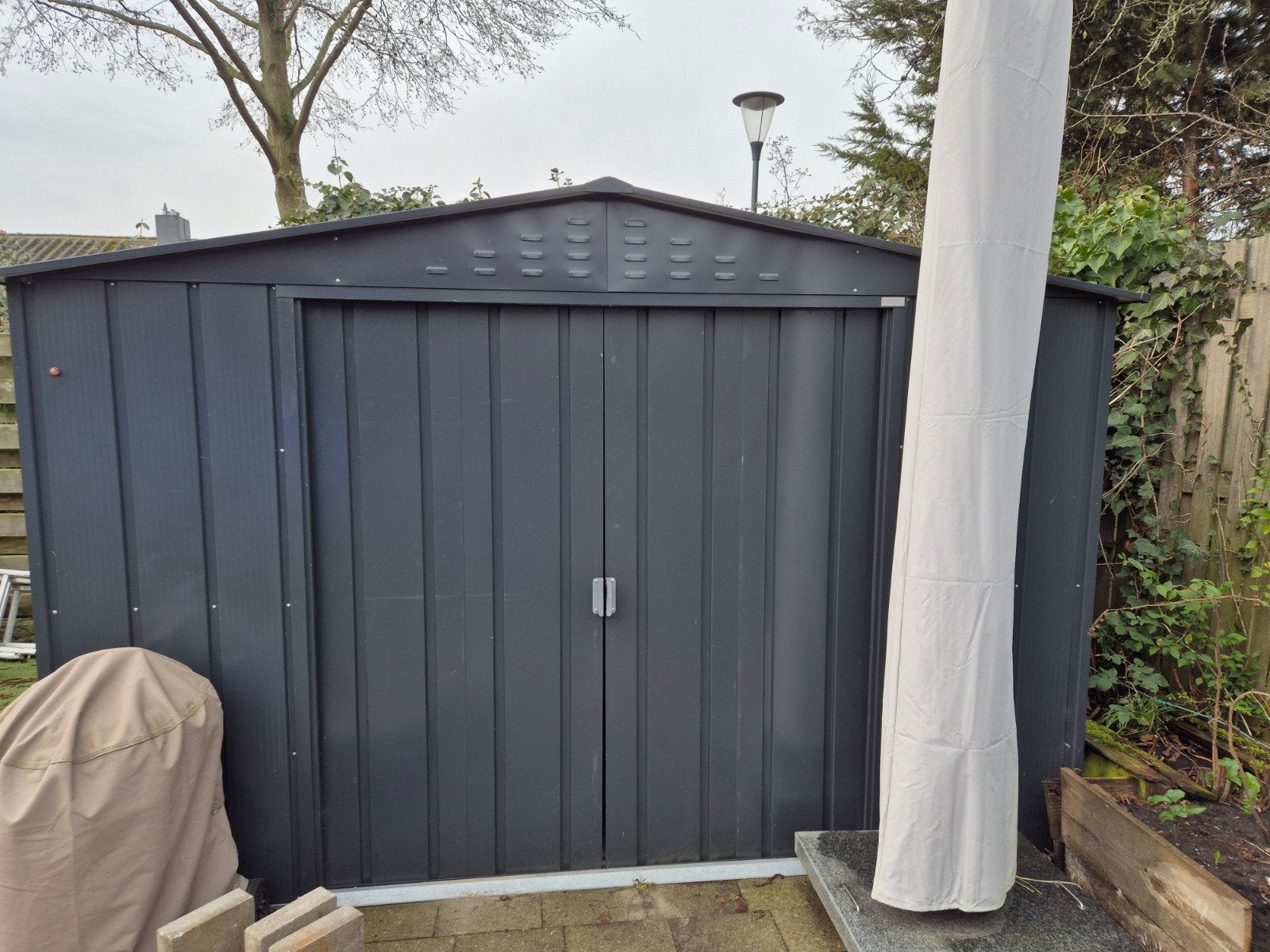 Duramax metalen tuinhuisje (3.2 x 2.4m), Ophalen, Gebruikt, Metaal, Overige typen
