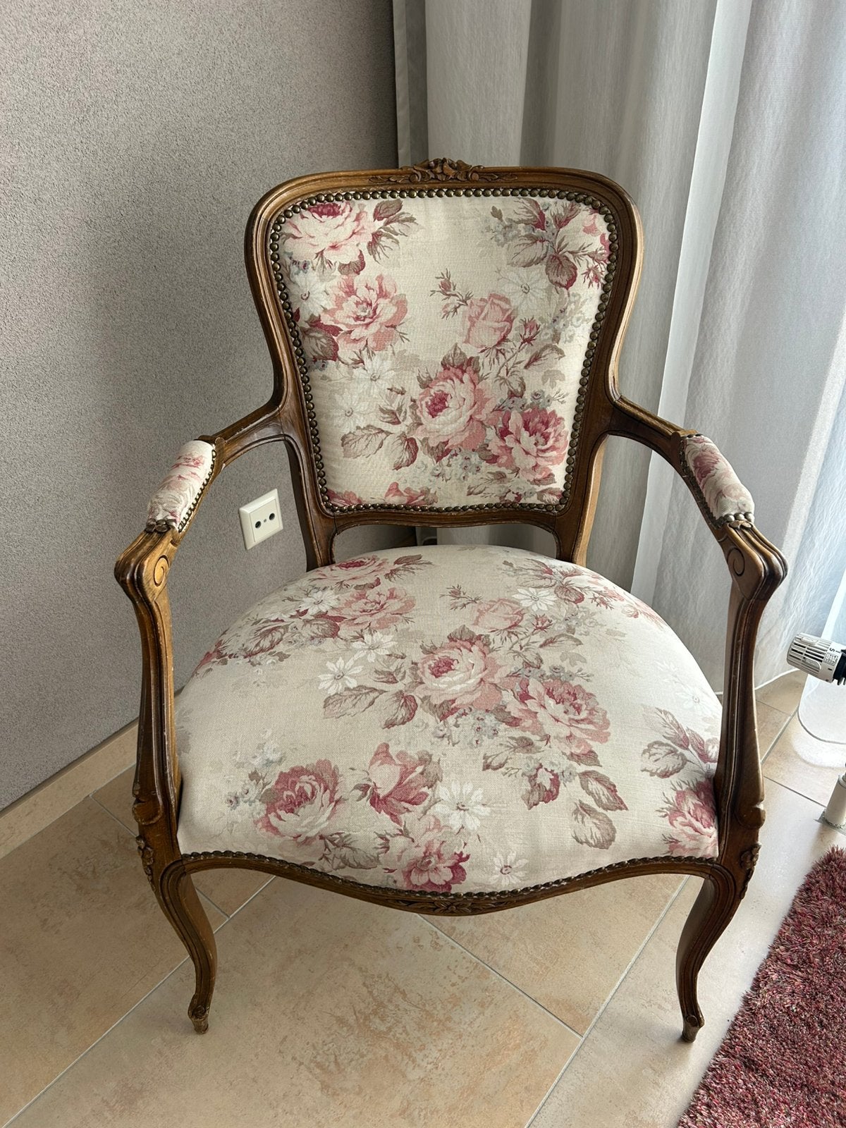 Stoeltje/fauteuiltje eikenhout gestoffeerd, Antiek en Kunst, Antiek | Meubels | Stoelen en Banken, Ophalen