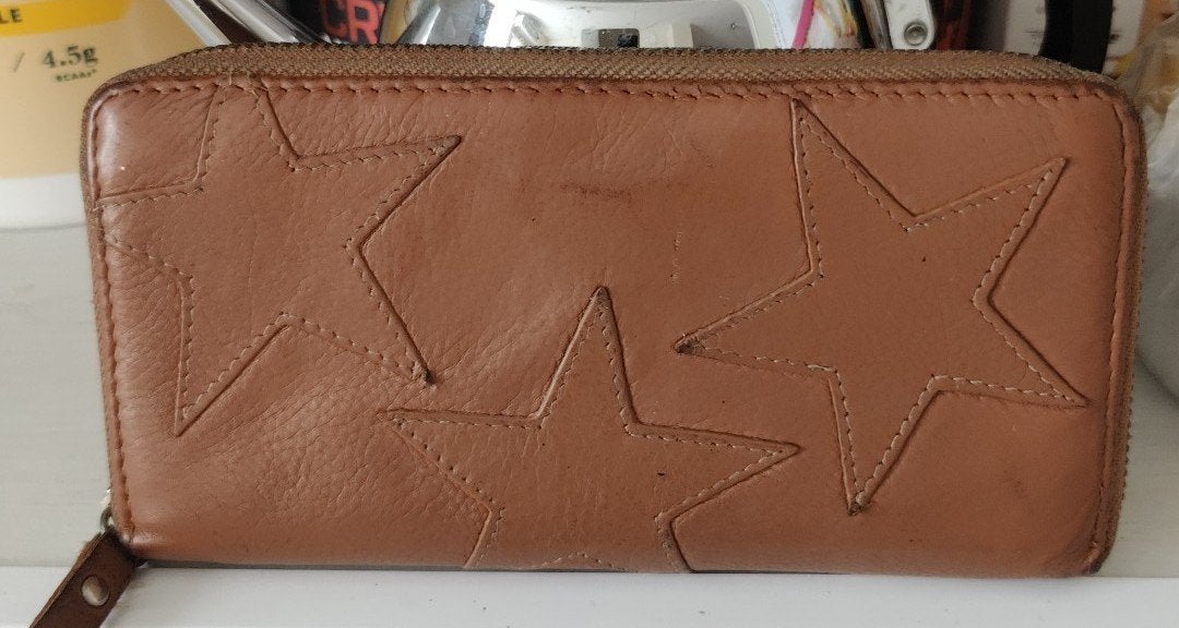 leren portemonnee, Sieraden, Tassen en Uiterlijk, Ophalen, Gebruikt, Bruin, Overige merken