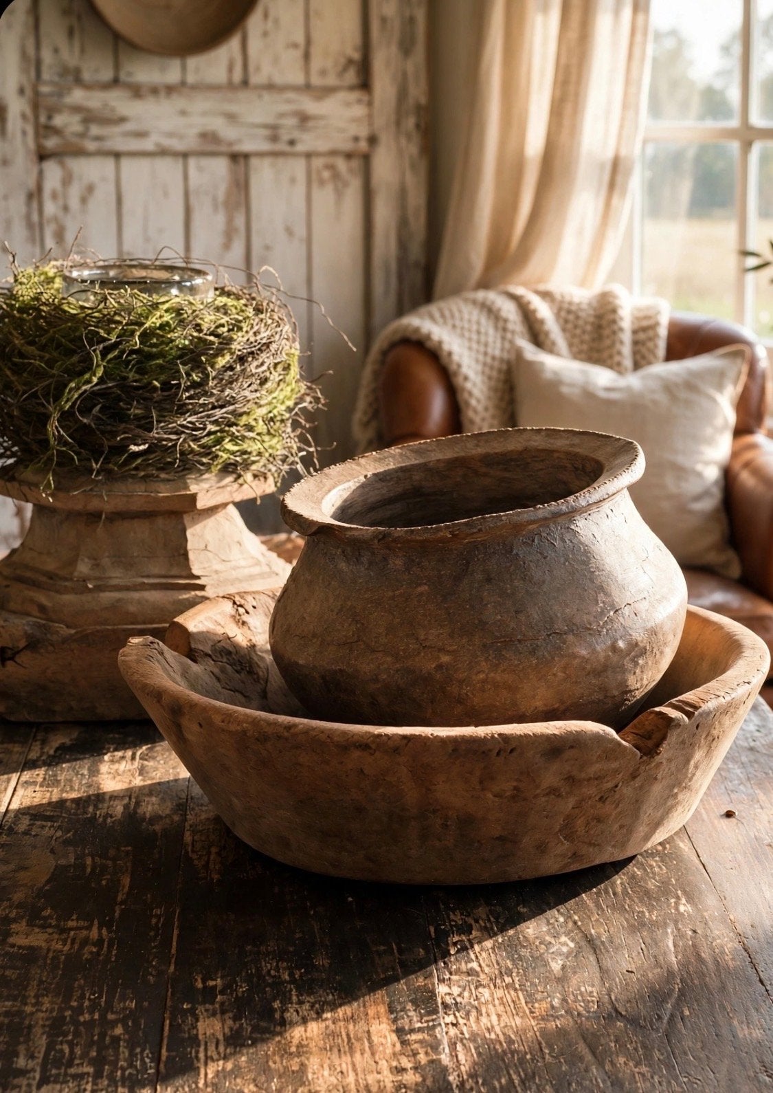 Leemmand / Kleipot (tuimelkruik) Nepalese rond bak / schaal, Huis en Inrichting, Ophalen, Gebruikt, Oosters, Bruin