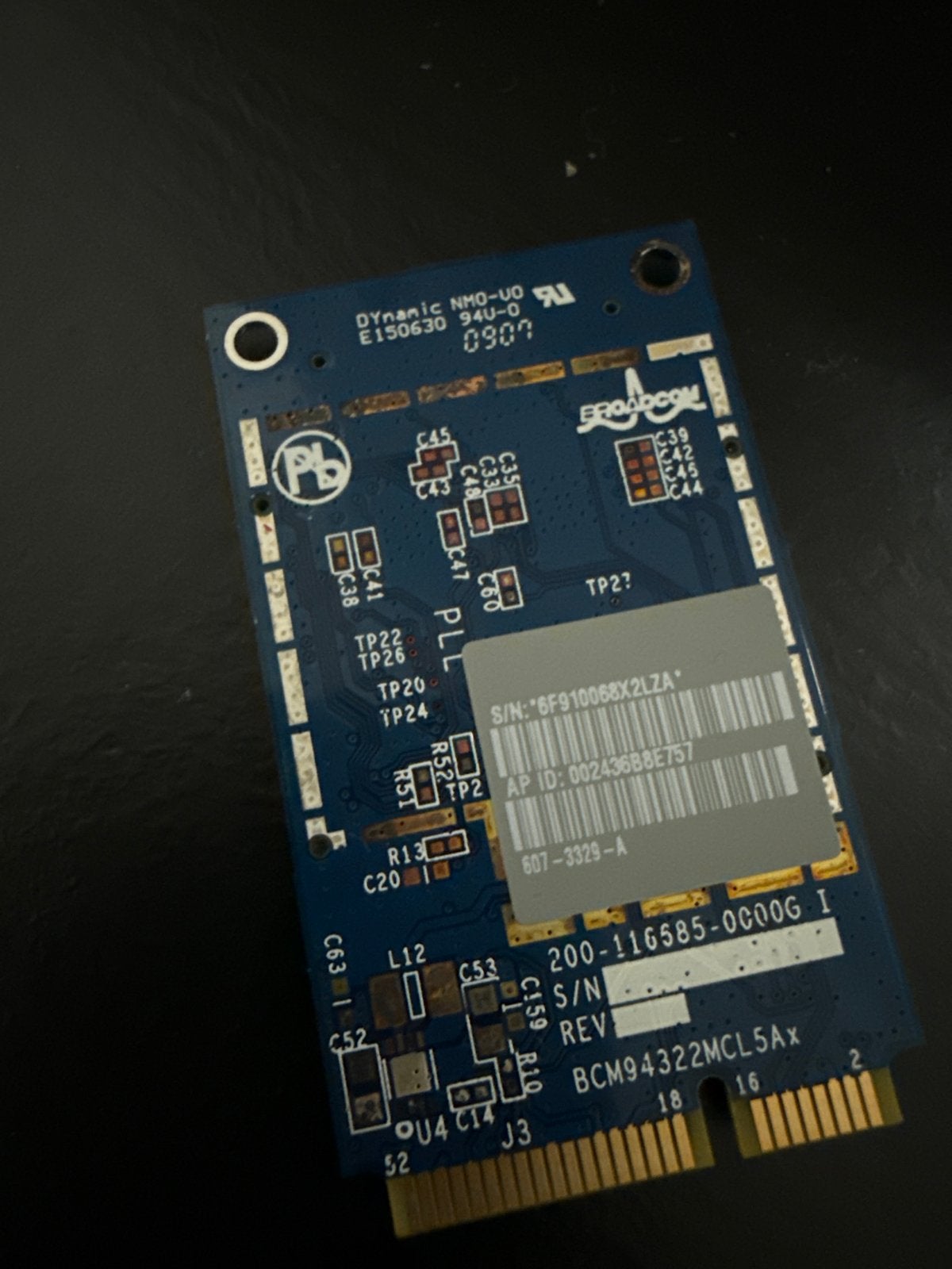 Broadcom BCM94322MCL5Ax WiFi kaart, Computers en Software, Ophalen of Verzenden, Gebruikt, Intern