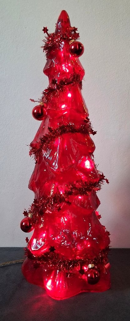 Rode Hardplastic Kerstboom met Lichtjes. Kerstversiering, Diversen, Ophalen of Verzenden