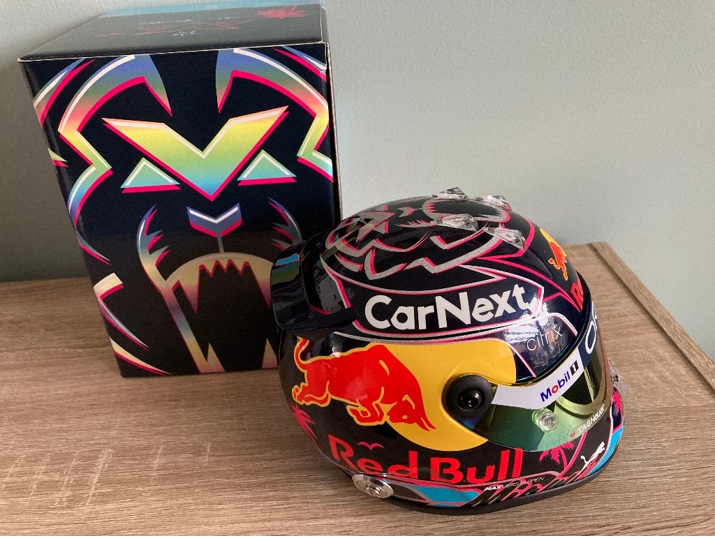 ✅ Max Verstappen 1:2 helm 2022 Miami Fanshop Red Bull RB18, Ophalen of Verzenden, Nieuw, Formule 1