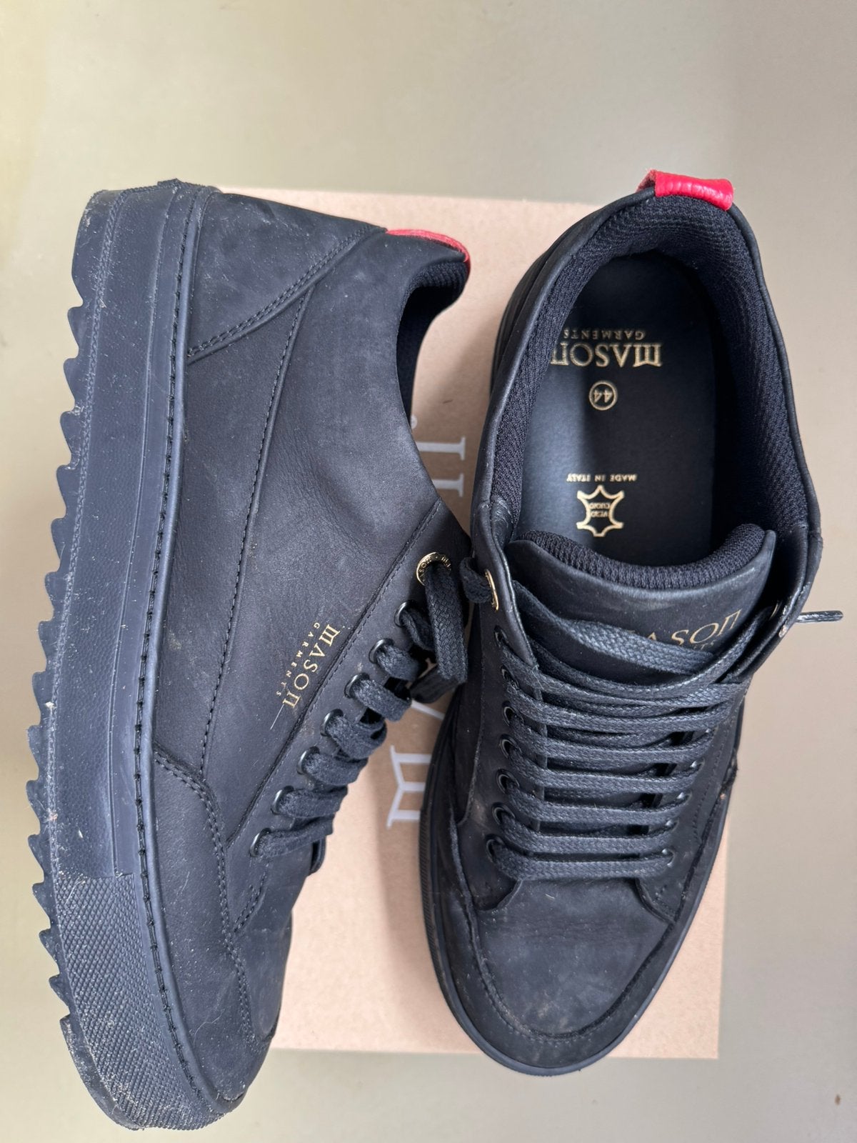 Masons maat 44 zwart/rood, Verzenden, Zwart, Nieuw, Veterschoenen