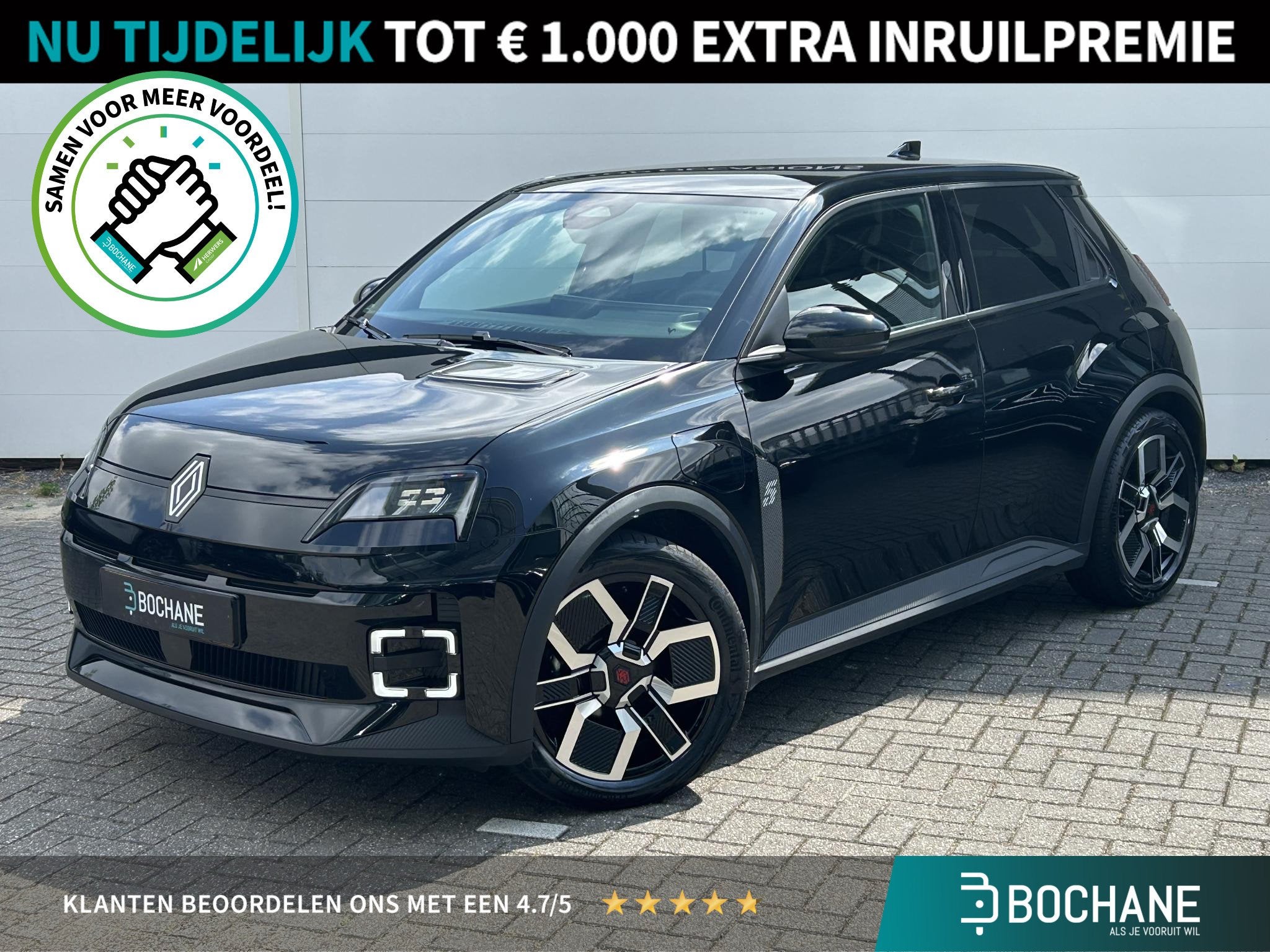 Renault 5 comfort range techno 52 kWh | Navigatie | Camera |, Auto's, Stof, Gebruikt, Huisgarantie, Zwart