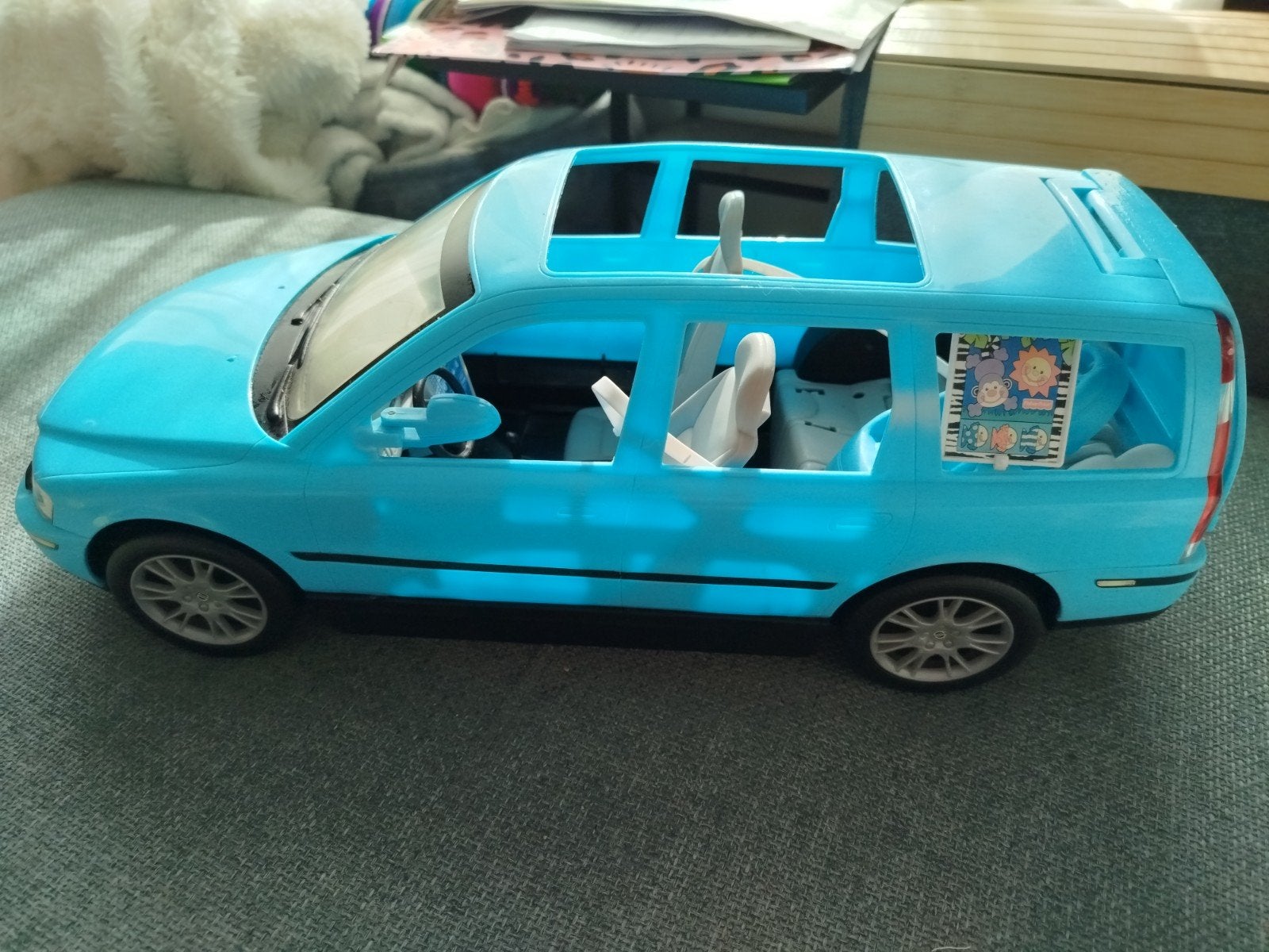 Barbie auto met kinderzitje - Blauw speelgoedvoertuig, Ophalen of Verzenden, Gebruikt