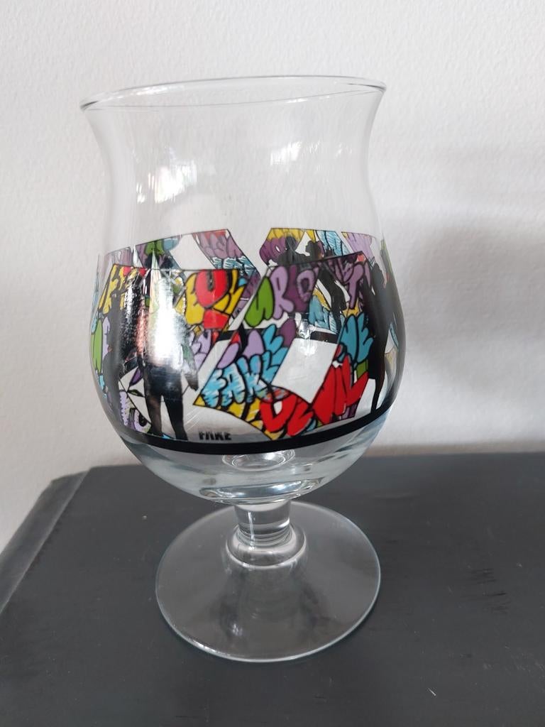 Duvel glas "Fake", Ophalen of Verzenden, Zo goed als nieuw, Meerkleurig, Glas