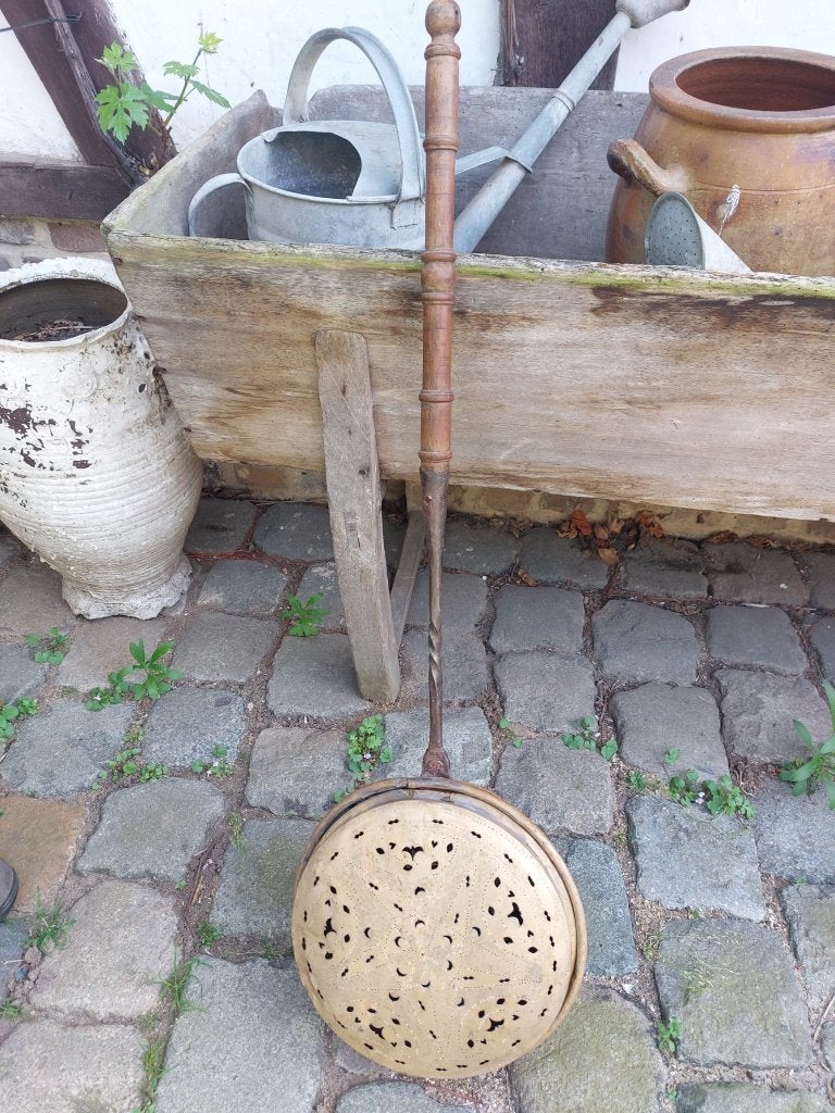 oude geel koperen verwarmingsbedpan, eind 1800, Ophalen of Verzenden