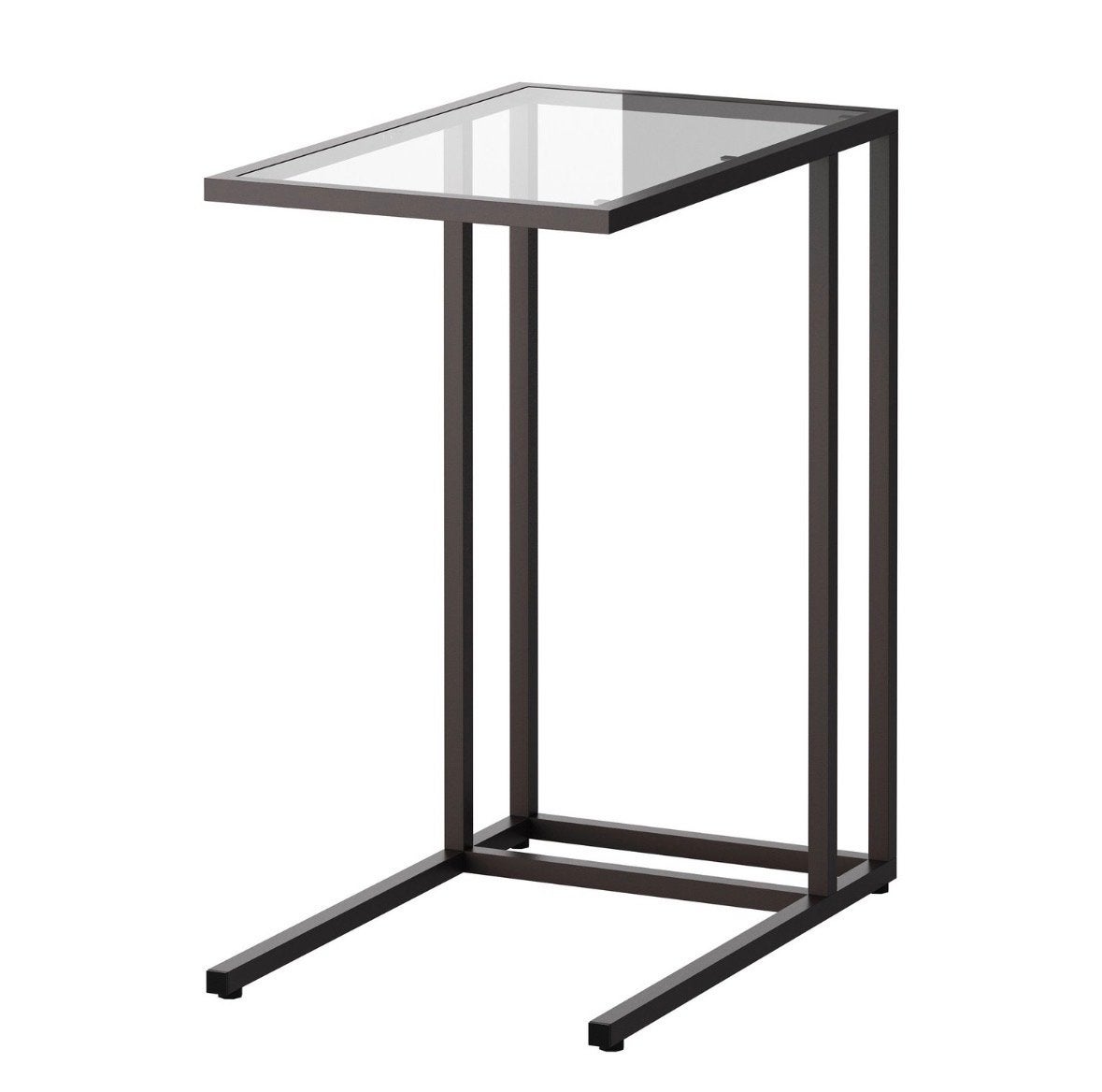 Metalen bijzettafel met glas, Ophalen, Minder dan 55 cm, 60 cm of meer, Rechthoekig