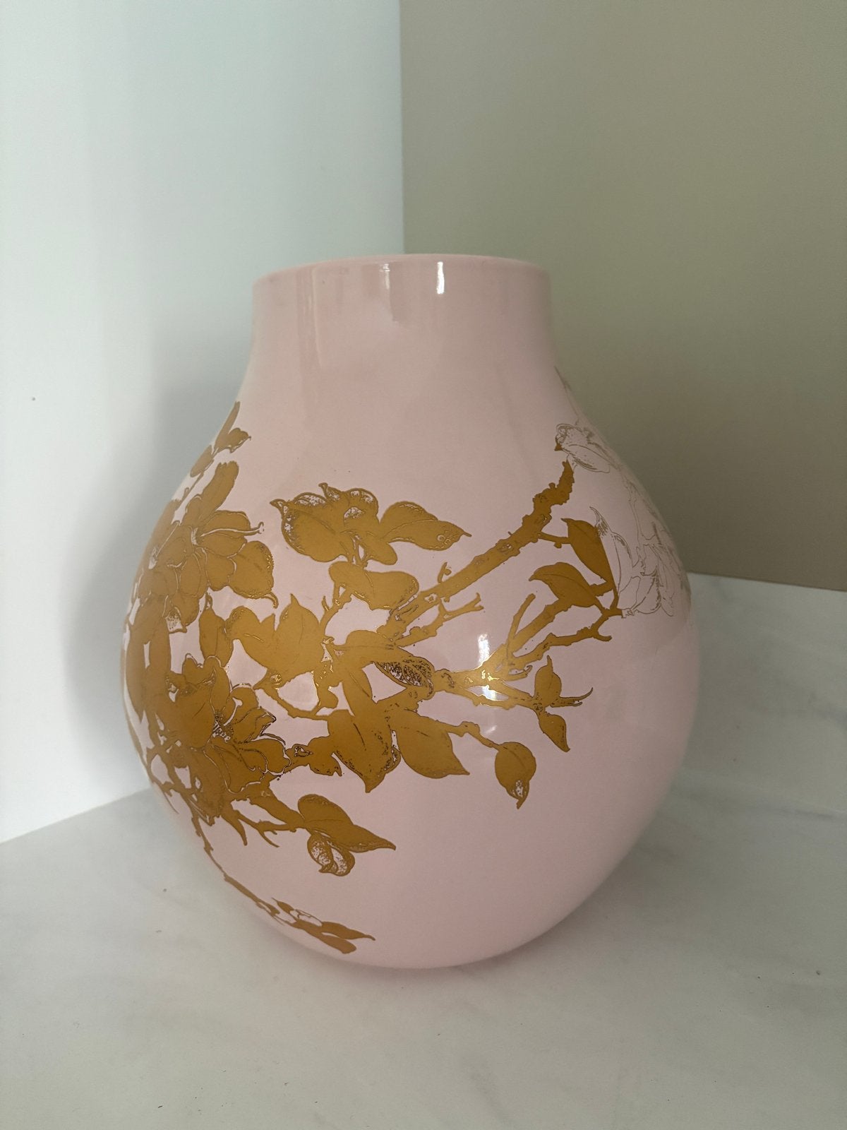 IKEA PS Jonsberg vaas roze goudkleurige bloemenprint Hella J, Huis en Inrichting, Woonaccessoires | Vazen, Ophalen of Verzenden