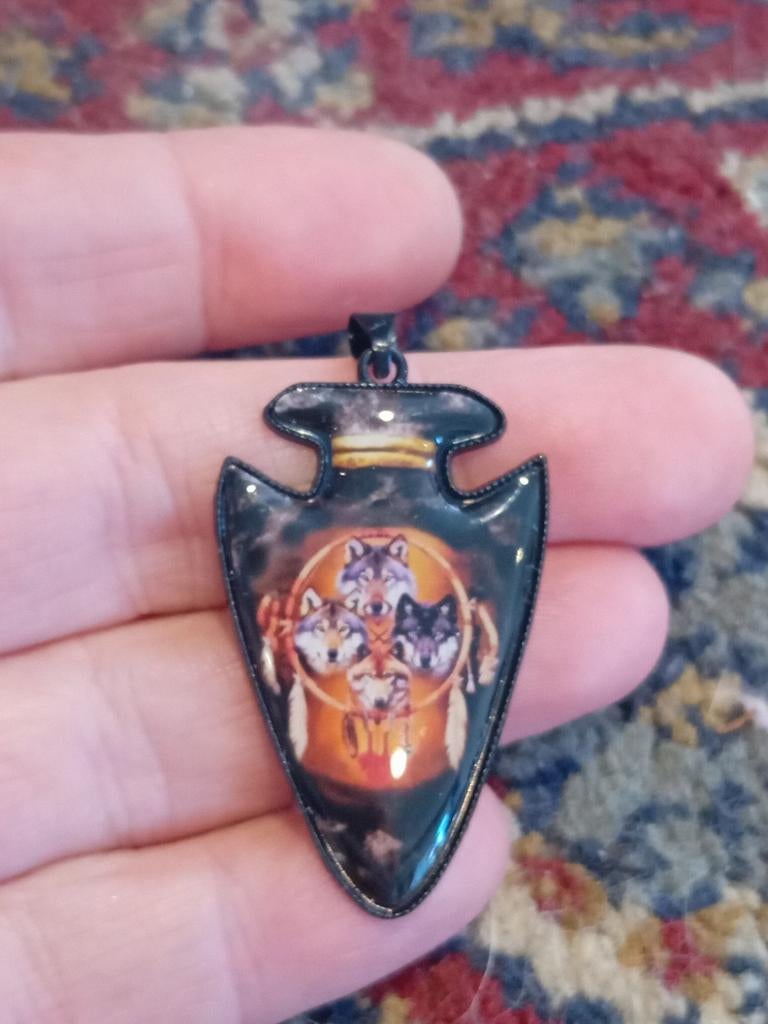 Wolfen hanger ketting pijlhoofd, Overige materialen, Zwart, Nieuw, Ophalen of Verzenden