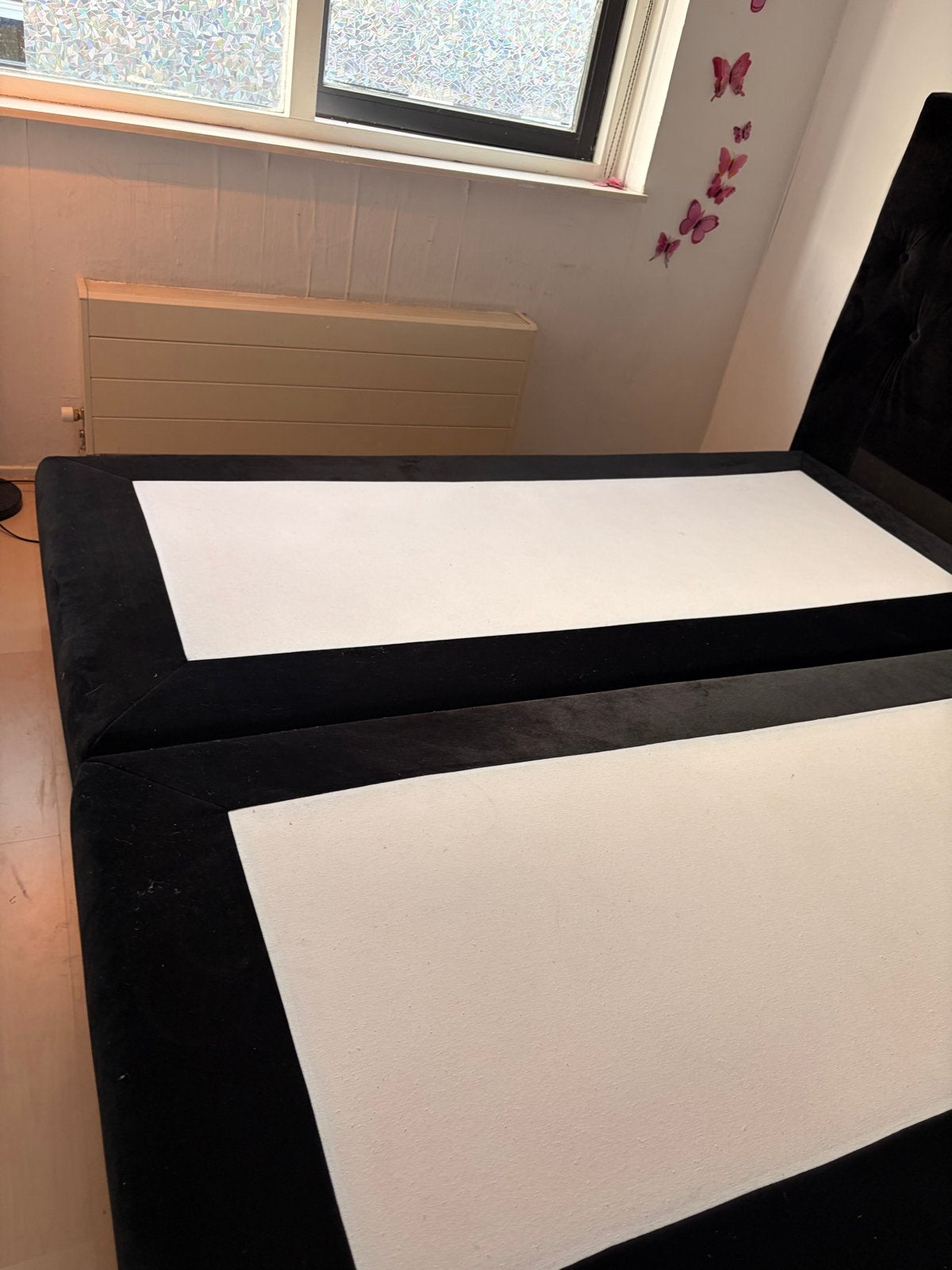 Velvet Zwart tweepersoons box spring, Ophalen, Gebruikt, Zwart, Tweepersoons